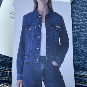 Calvin Klein Women's S Classic Trucker Jacket Blue e0801